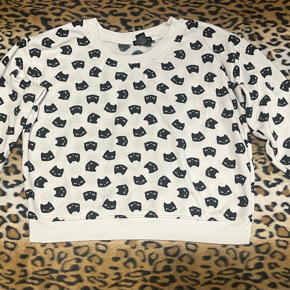 Kids Cat Print Black and White Matching Set